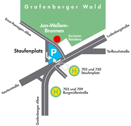 Lageplan des Jan-Wellem-Brunnen im Grafenberger Wald